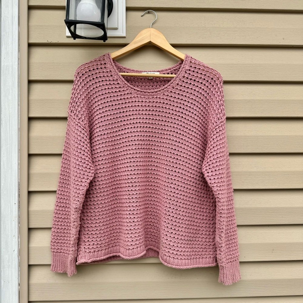 Madewell Cropped Open-Knit Sweater in Dusty Rose - Picture 4 of 9